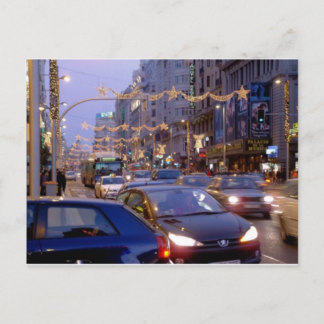 Christmas on Madrid's Gran Vía Postcard (Front)