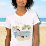 Christmas on the Beach Christmas Bella Canvas T-Shirt<br><div class="desc">Doesn't this tell a great story -- it is still a Merry Christmas on the beach moment -- whether you are actually on the beach or might like to imagine that you are -- this artistic watercolor Bella Canvas T-shirt will take you there. Enjoy and it would make a really...</div>