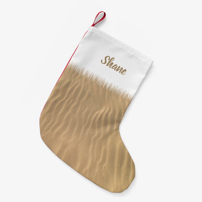 Christmas on the Beach Sand Ripples Small Christmas Stocking (Front (Hanging))