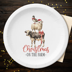 Christmas on the Farm Barnyard Animal Paper Plate