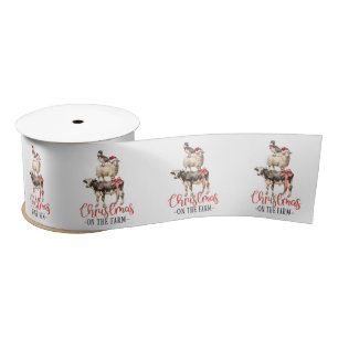 Christmas on the Farm Barnyard Animal Satin Ribbon