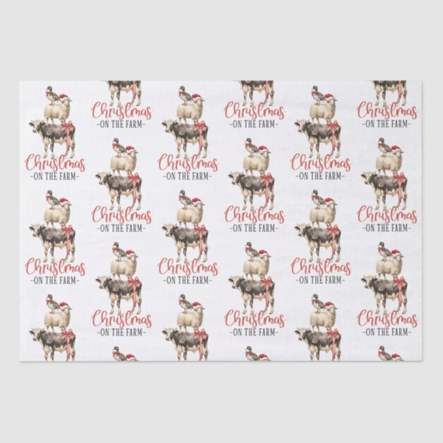 Christmas on the Farm Barnyard Animal Tissue Paper (Front)