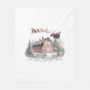 Christmas on the Farm,Merry Christmas Fleece Blanket