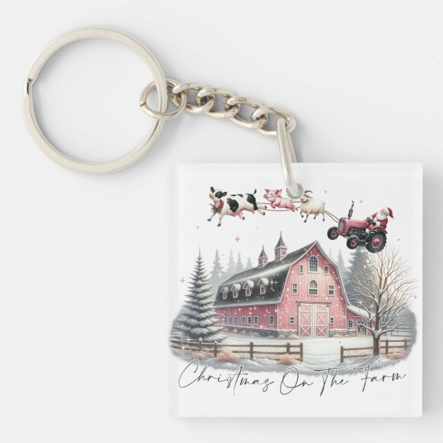 Christmas on the Farm,Merry Christmas Key Ring (Front)