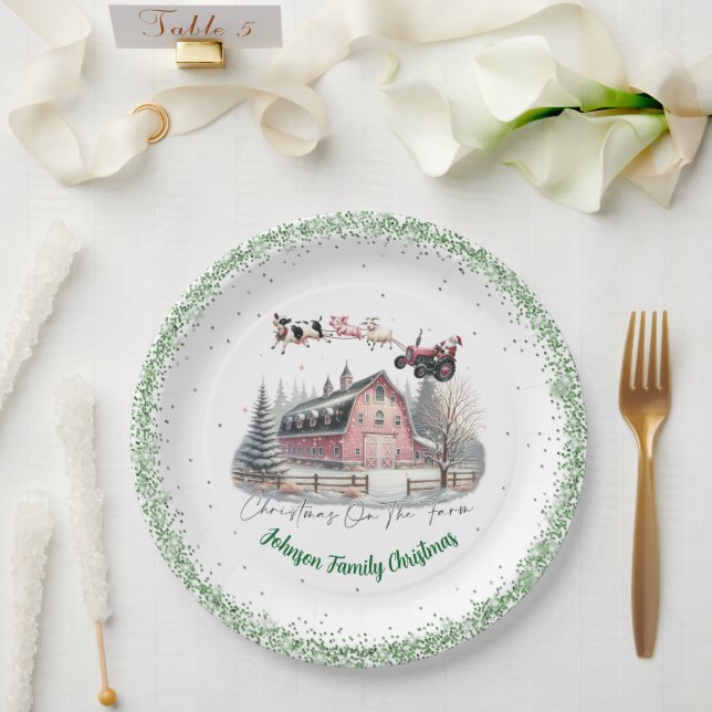 Christmas On The Farm Paper Plate (Wedding)