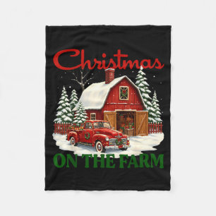 Christmas On The Farm Shirt Vintage Red Truck Barn Fleece Blanket