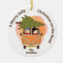 Christmas on the Road Snowmen in a Van