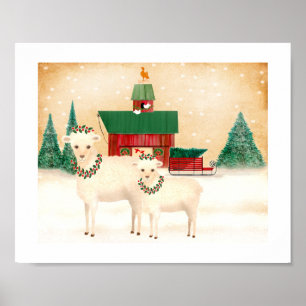 Christmas on the Sheep Farm add your own text Poster