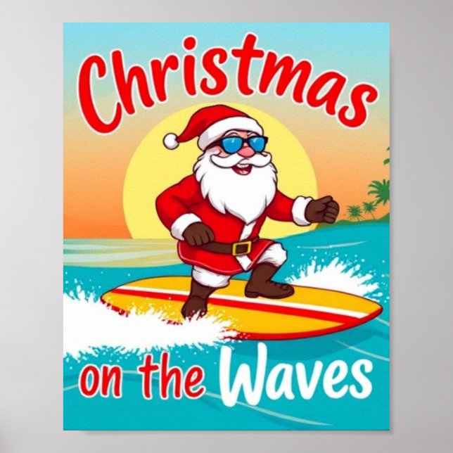 Christmas on the Wave Poster – Festive Coastal Hol (Front)