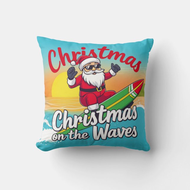 Christmas on the Waves Santa Design Cushion (Front)