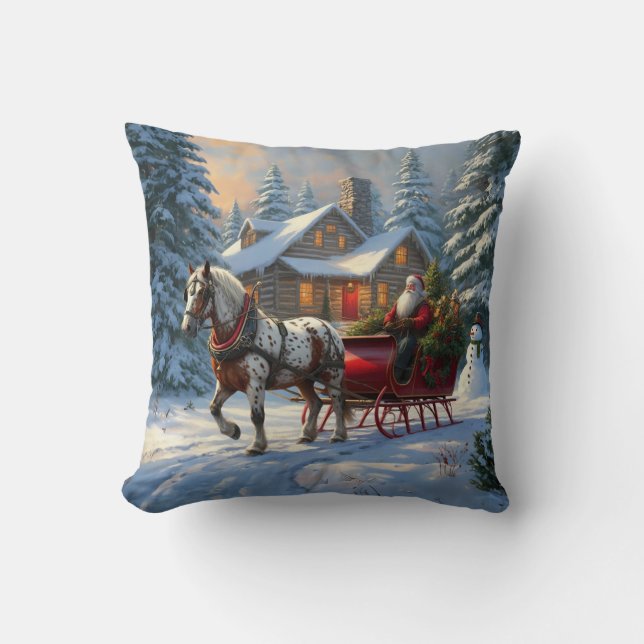 Christmas One-horse Sleigh Santa Cushion (Front)