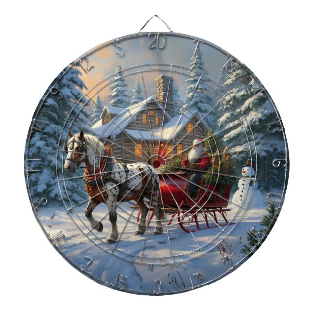 Christmas One-horse Sleigh Santa Dartboard (Front)
