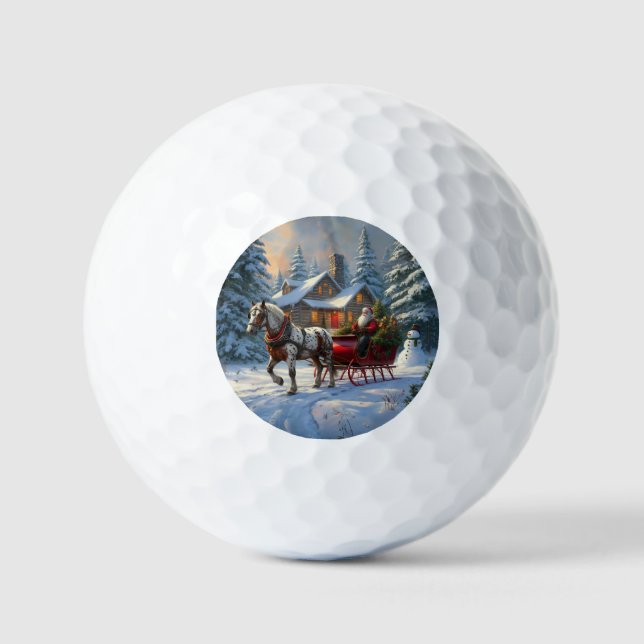 Christmas One-horse Sleigh Santa Golf Balls (Front)