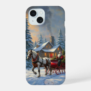 Christmas One-horse Sleigh Santa iPhone 15 Case