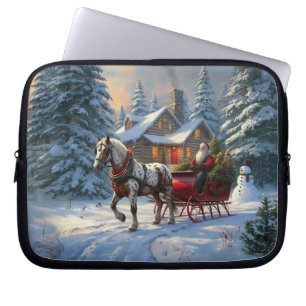 Christmas One-horse Sleigh Santa Laptop Sleeve