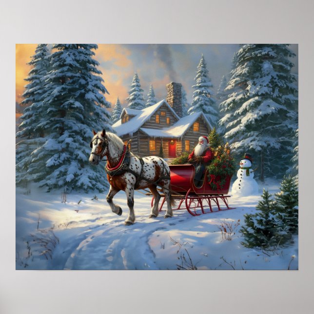 Christmas One-horse Sleigh Santa Poster (Front)