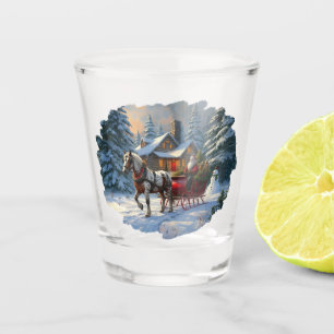 Christmas One-horse Sleigh Santa Shot Glass
