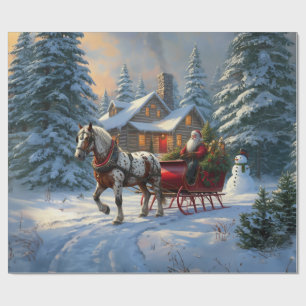 Christmas One-horse Sleigh Santa Wrapping Paper