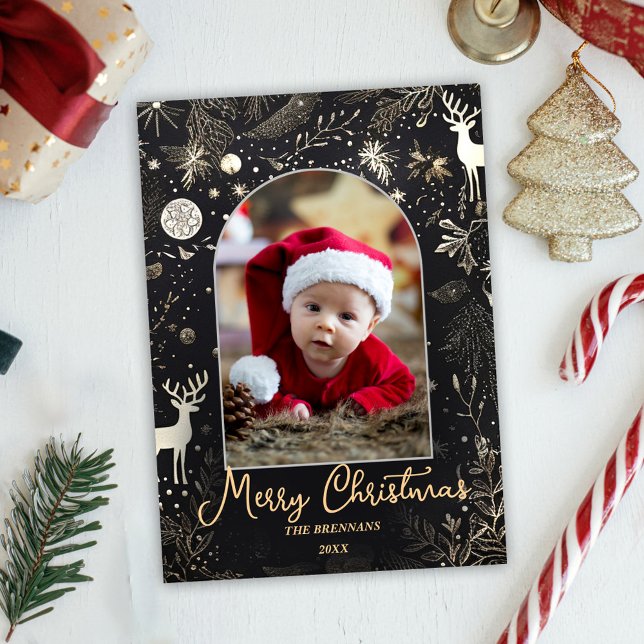 Christmas One Photo Elegant Festive Holiday Card (Christmas One Photo Elegant Festive Holiday Card)