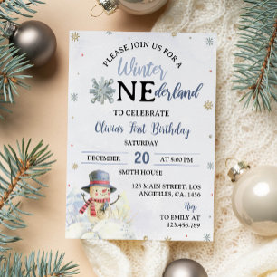 Christmas ONEderland First Birthday Invitation