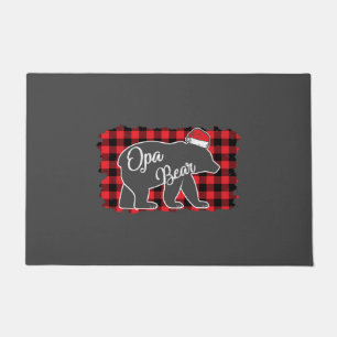 Christmas Opa Bear Christmas Red Plaid Buffalo Fam Doormat