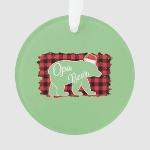 Christmas Opa Bear Christmas Red Plaid Buffalo Fam Ornament