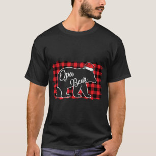 Christmas Opa Bear Christmas Red Plaid Buffalo Fam T-Shirt