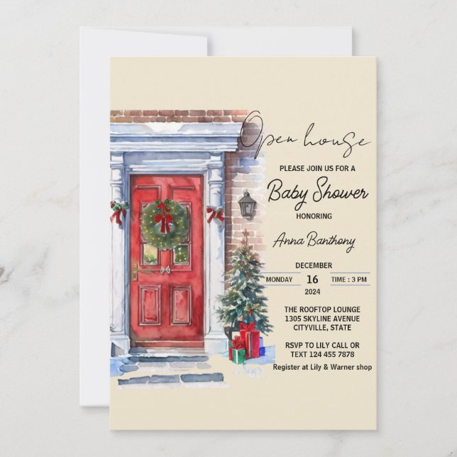 christmas open house editable template baby shower (Front)