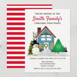 Christmas Open House Family Style Holiday  Invitation