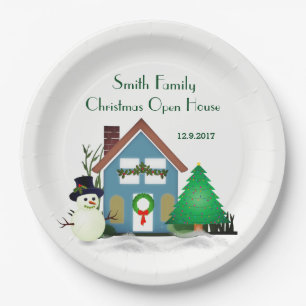 Christmas Open House Paper Plates 9"