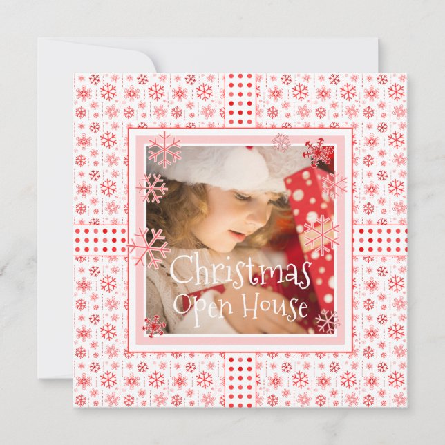 Christmas Open House Snowflake Photo Template (Front)