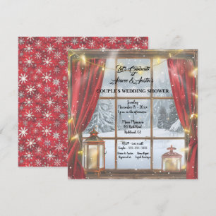 Christmas Open Window Couple's Wedding Shower Holiday Card