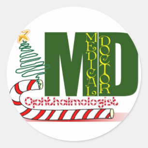 CHRISTMAS OPHTHALMOLOGIST CLASSIC ROUND STICKER