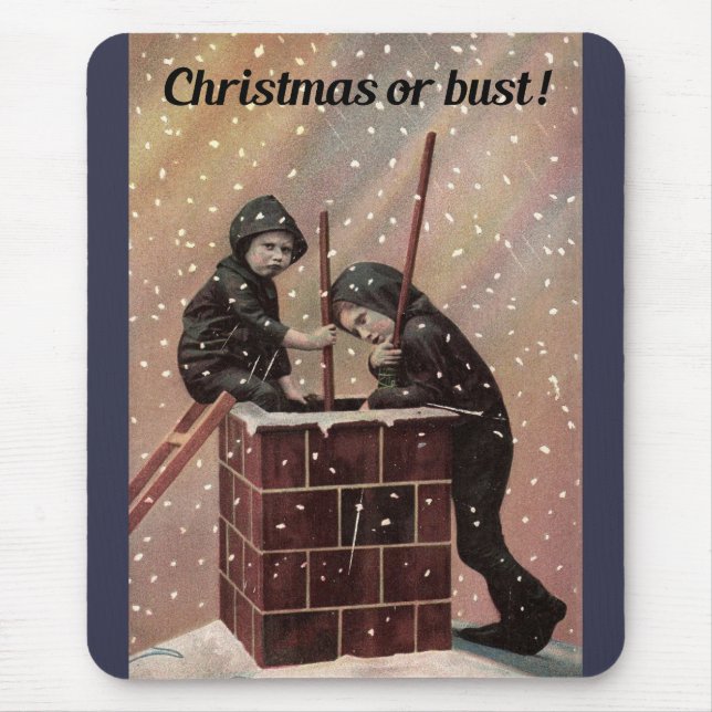 Christmas Or Bust, Boy Chimney Sweep Antique Photo Mouse Pad (Front)