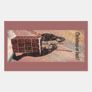 Christmas Or Bust, Boy Chimney Sweep Antique Photo Rectangular Sticker