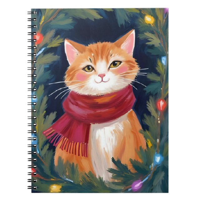 Christmas Orange Cat Festive Pet Notebook (Front)