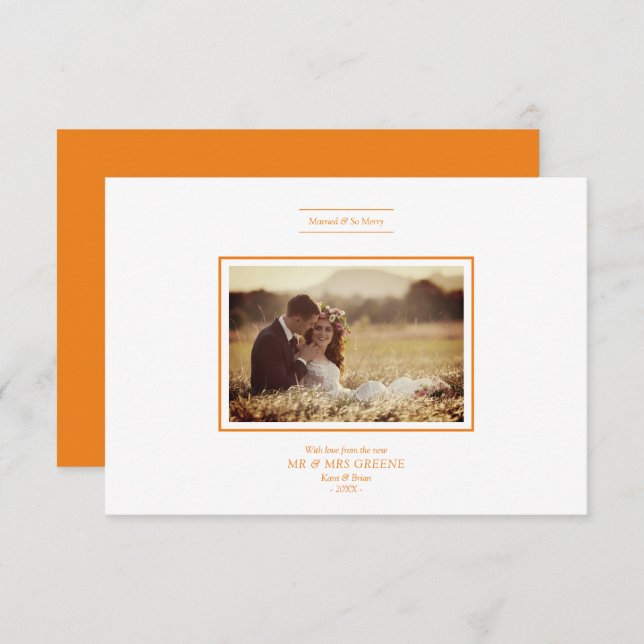 Christmas Orange Chic Newlyweds Photo Wedding (Front/Back)