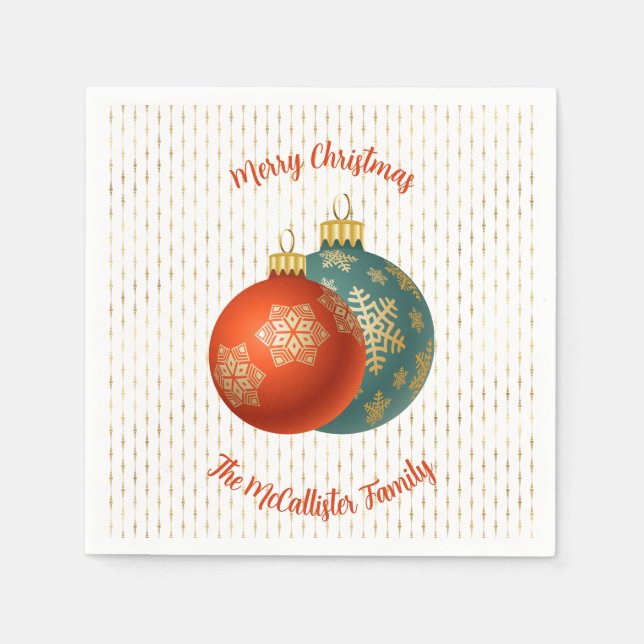 Christmas Orange Ornaments Paper Napkin (Front)