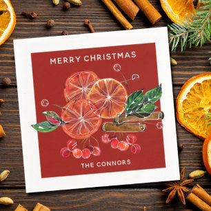 Christmas Orange Slices Cinnamon Sticks Red Napkin