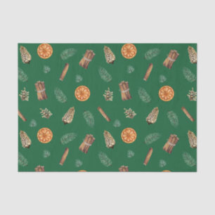 Christmas Orange Spice, Pine, Pinecones Green  Tissue Paper