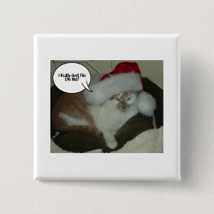 Christmas Orange Tabby Cat Humbug 15 Cm Square Badge