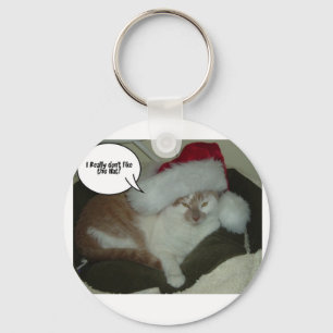 Christmas Orange Tabby Cat Humbug Key Ring