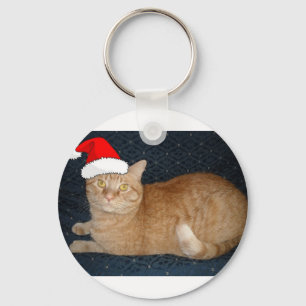Christmas Orange Tabby Cat Key Ring