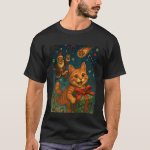 Christmas Orange Tabby Cat Santa Gift Funny Holida T-Shirt