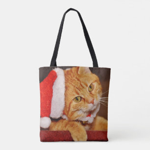 Christmas Orange Tabby Cat Tote Bag