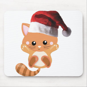 Christmas orange tabby kitten mouse pad