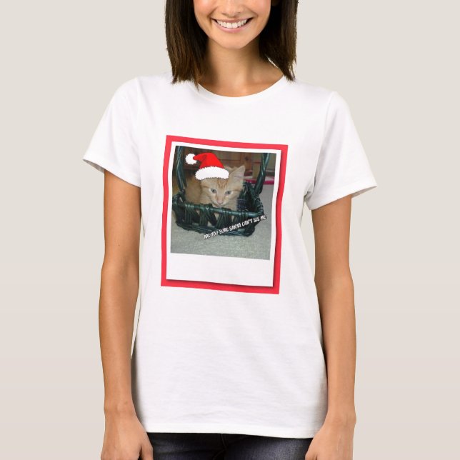 Christmas Orange Tabby Kitty Cat T-Shirt (Front)