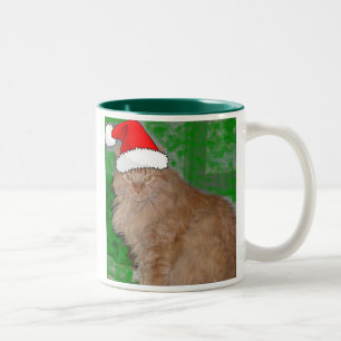 Christmas Orange Tabby Kitty Cat Two-Tone Coffee Mug
