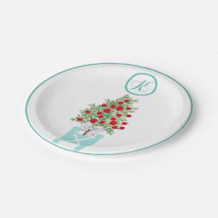 Christmas Orange tree Topiary Chinoiserie Paper Plate