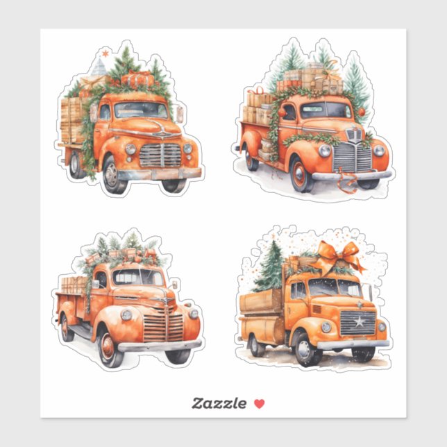 Christmas Orange Vintage Trucks (Sheet)